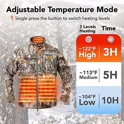 Lovačka grijana jakna za muškarce - zimski kaput Camo jakne kamuflažna odjeća s baterijom za lov | Skijanje