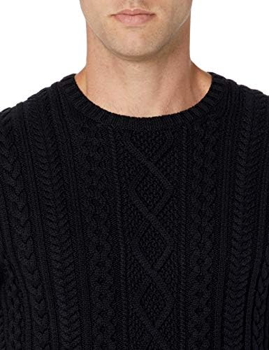 Essentials muški Dugi rukav pamuk Ribarski kabelski džemper sa kablom