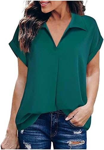 Tee Lady ljetni jesen kratki rukav 2023 Odjeća trendi V vrat Ripped Distressed osnovna majica za žene XL XL