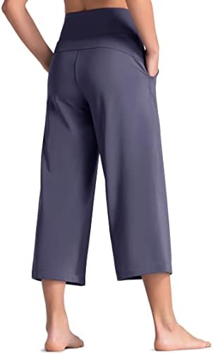 Wjustforu Ženske široke noge Palazzo Lounge hlače Yoga Capris Culottes sa džepovima Trčevi u trbuhu labave