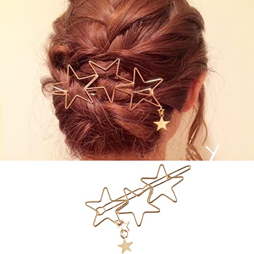 Zvijezde zeshimb-a PINS Barrette Vintage Stars Pin Hollow Star Barrette za kosu Metalni nosač za kosu Clips Dekorativni dodaci za kosu za žene i djevojke