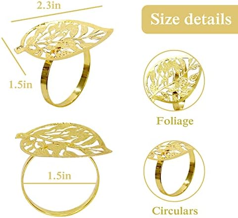Listovni prstenovi za salvete Set Metal salvete Držači zlatne ukrase salvete prsten 6 kom