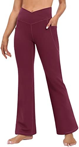 Heathyoga joga hlače sa džepovima za žene crossover bootcut tagne za žene visoko struk bootleg joga hlače