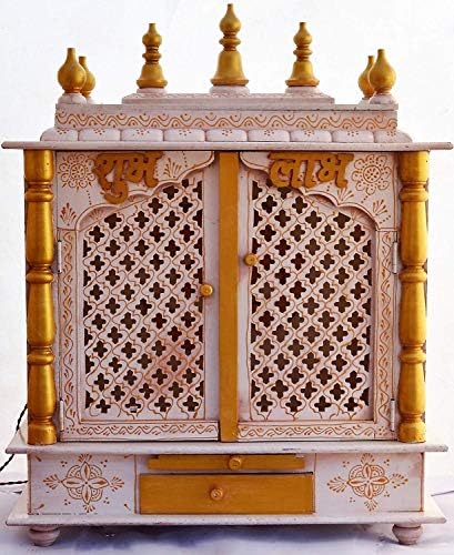 AAKrati Devyom Početna Hram / drveni hram / Pooja Mandir / Pooja Hram sa LED žaruljama Unutar