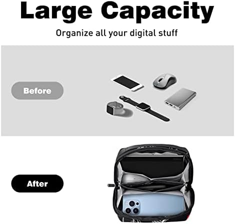 Elektronski Organizator, Lobanja srce crna mala torba za nošenje putnog kabla, kompaktna tehnološka torba za elektronsku dodatnu opremu, kablove, punjač, USB, čvrste diskove