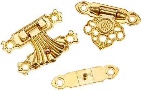 Sigurnosni hasp Lock 2pcs antikni zlatni nakit kutija za lomore Hatps HATPS zaključani ulov Cvjetni drveni