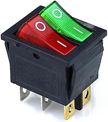 Nunomo KCD3 rocker ploča prekidač 6 pin na mreži sa crvenim zelenim svjetlom 20a 125VAC
