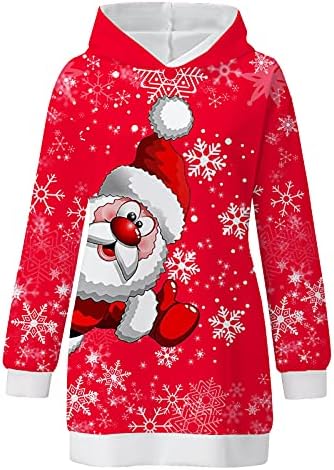 Haljina za novu godinu za žene Božićna ženska kravata tinte ispisane duksere Slouchy hoodie pulover haljina