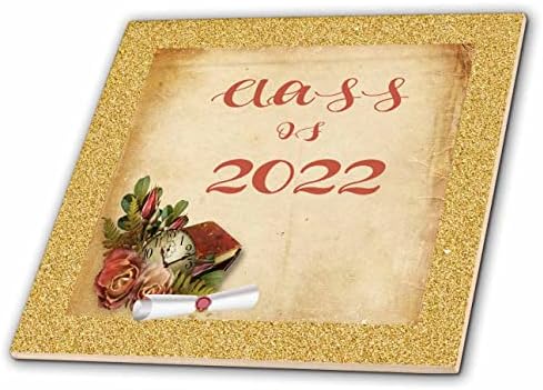 3drose slika Diploma knjiga cvijeće dizajn sata, klasa 2022-pločice
