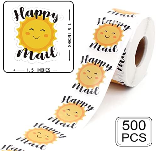 Happy Mail Sunshine naljepnice, naljepnica za mala preduzeća, ručno rađena poslovna naljepnica,Naljepnica Happy Mail, Hvala naljepnice za mala preduzeća za pakete, 500 kom