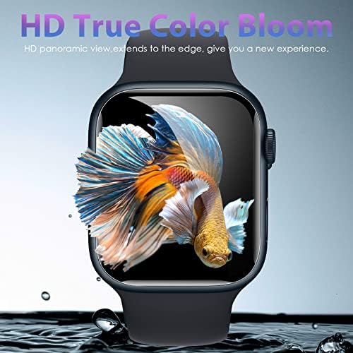 Ewuonu [2 pakovanje kaljenog stakla zaslon za Apple Watch Series 8 / Series 7 45mm, [Auto-disperzijska tech] Potpuna pokrivenost Vodootporna Bubble Free HD Clear Film za IWatch serija 8 Series 7 45mm