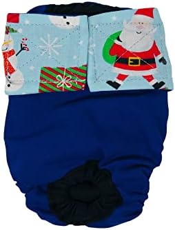 Barkertime Santa Claus sa snjegovićem na plavoj Premium vodootpornoj peleni za pse, L, bez rupe za rep-proizvedeno u SAD-u