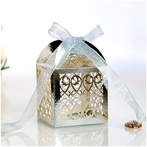 Zjhyxyh 50pcs čipka rešetka šuplja nosača poklon bombona kutije sa vrpcom prilagođenim zabavom za vjenčanje