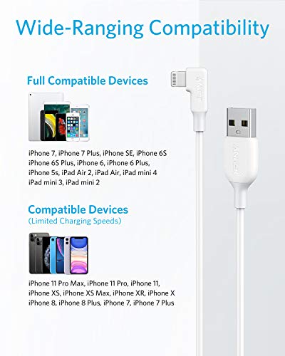 Anker USB-A Do 90 stepeni munjeviti kabl, MFI sertifikovan, kompatibilan za iPhone SE/11 Pro / X / XS / XR / 8 Plus / AirPods Pro,iPad 8, iPod Touch i još mnogo toga