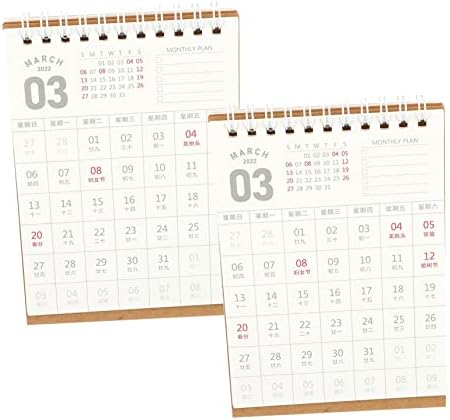 Tofficu 2pcs 2022 kalendar Desktop kalendar stolkape dekor Bling Decor Decre Decret Calendar Akademsko