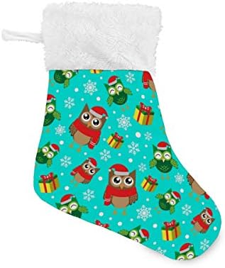 Alaza Božićne čarape Božićne snježne pahulje Sove i pokloni Classic Personalizirani ukrasi za male