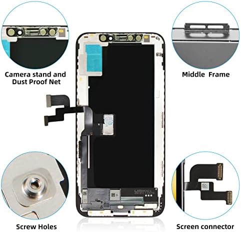 7iper za iPhone Xs OLED ekran zamena 5,8-inčnog ekrana osetljivog na dodir kompletan komplet za popravku - zamena stakla Digitalizatora sa alatima za popravku, vodootpornim lepkom,kaljenim staklom