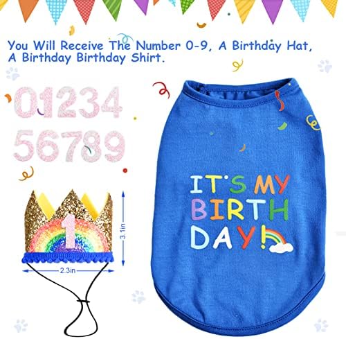 Oprema za rođendan - Set outfit za rođendan - Birthday Boy Bandana za srednje, male pse, partijski šešir, šeširi krune i slatka pseći rođendanska majica sa mojim rođendanama