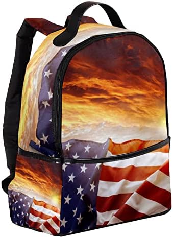 VBFOFBV putni ruksak, backpack laptop za žene muškarci, modni ruksak, američka zastava i izlazak sunca