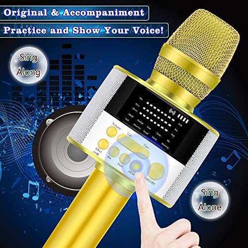 BONAOK Bluetooth Karaoke Bežični mikrofon sa LED ekranom, prenosiva Magic Sing Karaoke mašina za sve pametne telefone
