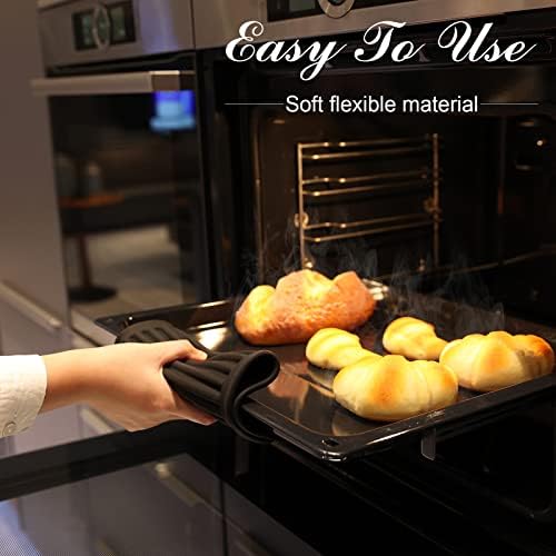 Breeze touch silikonske podloške za topla jela, 2 pakovanja vrućih jastučića za lonce i tave, Silikonski držači za lonce za kuhinjsku otpornost na toplotu, neklizajuća podloška za pult, vodootporna podloga za sušenje Crna