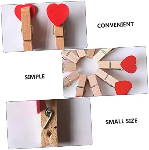 Zerodeko 50pcs Clip Svjed vjenčanih ukrasi Drveni dekor Srce Decor Clip Fotografije Papir Peg Pin Heart