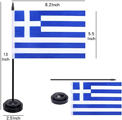Grčka zastava FWIW Grčka Grčka zastava stola Mala mini Grčka Office Desk za zastave sa postoljem za podlogu,