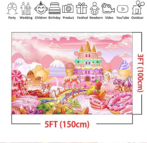 Mocsicka Candyland pozadina Desert candy Castle Pink djevojke 1. prvi rođendan ukras pozadini Sweet Cartoon Candy Lollipop Party torta Tabela dekoracije