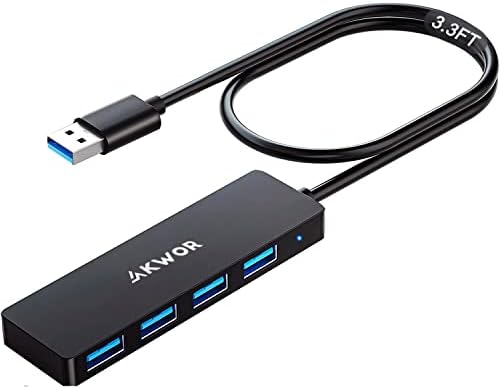 USB Hub, AKWOR 4-Port USB 3.0 Hub USB Splitter USB ekspander za Laptop, Xbox, Flash Drive, HDD,