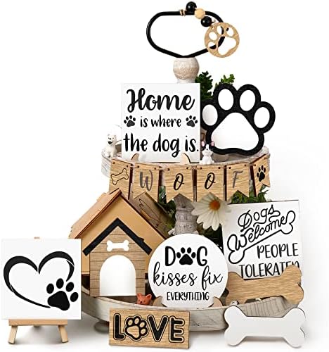 Geelin 16 kom pladanj za pse postavljen drveni pladanj za pse Decor Rustikalna seoska kuća Paw Bone Farm Decorations