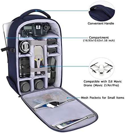 MOSISO ruksak za kameru, DSLR/SLR/torba za fotoaparate bez ogledala 15-16 inča vodootporna Tvrda futrola sa držačem Stativa&pretinac za Laptop kompatibilan sa Canon/Nikon/Sony, tamnoplava