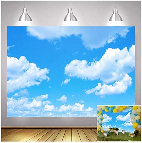 Plavo nebo bijeli oblaci tema fotografija pozadine 7x5ft Clear Sky za djecu Rođendanska zabava