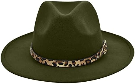IOPQO 2N Amandman Ženski široki fedora šešir sa leopardom panama kaiš za bajbol kapica