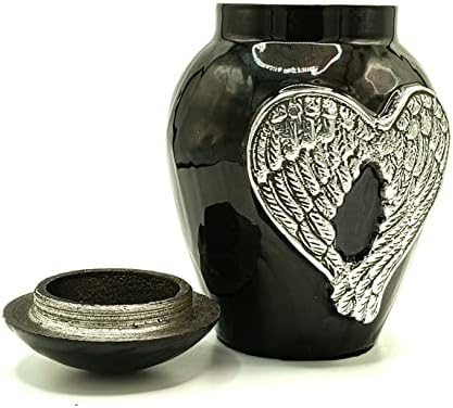 Crna kremacija urne za pepeo odrasli muški / ženski-prekrasan jedinstveni 3D stil ukrasni urn w / baršun