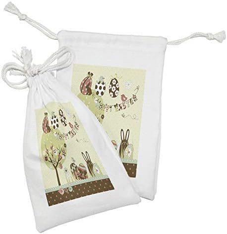 Lunadljiva Uskršnja tkanina set od 2, čokoladni zec šareni jaja pilići stablo i liniju odjeće sa slovima, malom torbom za kockicu za toaletne potrepštine, 9 x 6, višebojni