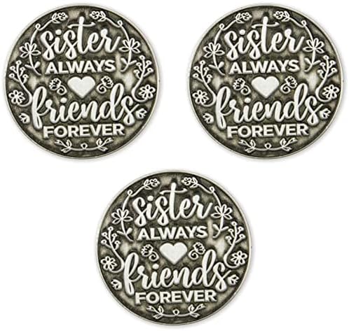 Sestre Uvijek prijatelji Zauvijek Ljubav Izražajni novčić, rasuti paket od 3 džepa održava poklone zahvalnosti za djevojčice i žene, rođendan i daljine, žetone za obilazak porodice