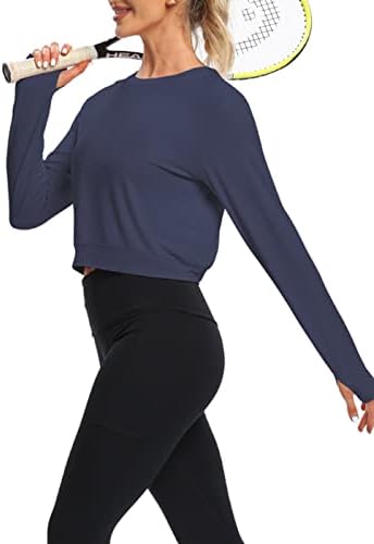 Bestisun dugih rukava košulja za vježbanje Cross Back Slatka obrezana radna vježba Atletski vrhovi za žene