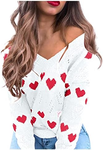 Ženske ružne džempere s dugim rukavima seksi pletena top bluza Ležerne prilike za srce Plint džemper Top Božićni