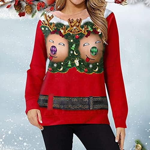 Smiješna božićna dukserica za žene casual crewneck grafička dukserica uniseks praznični pulover