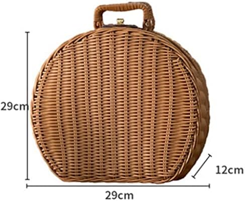 ZHUHW Handwoven piknik korpa Rattan kutija za odlaganje sa ručkama pletena torbica kofer Vintage