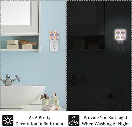 2 paket Plug-in Nightlight LED noćno svjetlo slatka crtana zečja ilustracija, senzor od sumraka do zore za dječiju sobu kupatilo, rasadnik, kuhinja, hodnik
