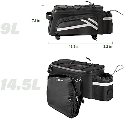 Frephy torba za stalak za bicikle, 14.5 L vodootporne torbe za sedlo za bicikle za stražnji nosač sa skrivenim