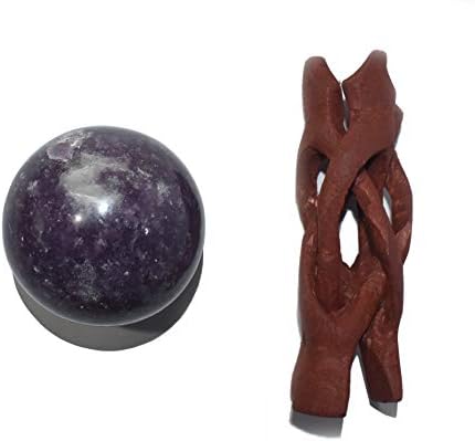 Izlječenje4u sfera Lepidolit veličine 2-2,5 inča i jedna drvena kuglasto štand prirodna kristalna kugla sfera vastu reiki chakra cuceling