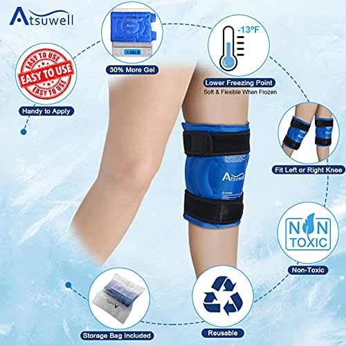 Atsuwell paket leda za ublažavanje bolova u koljenu, Gel za višekratnu upotrebu za ozljede koljena, oticanje,