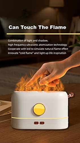 Vatreni difuzori za ulje Aromaterapijski ovlaživač 200ml ultrazvučni aromatski difuzor tri boje 3D plamena hladna magla za uredsku spavaću sobu joga banja bijela