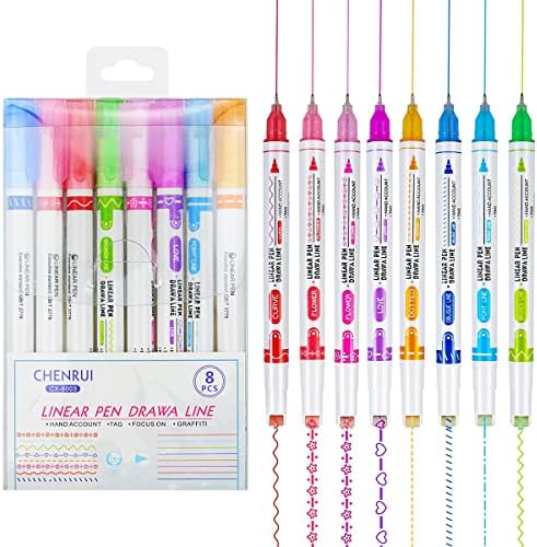 8pcs krivući set olovke, 8 boja sitne linije sa 7 različitih oblika krivulja, dvostruki krivuljni krivulje olovke highlighters lepršaju flarove olovke u boji krivulje za pisanje bilježnice za crtanje