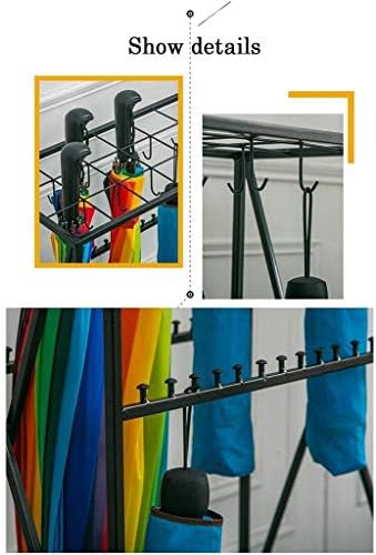 Metal šuplji kišobran, hodnik komercijalni kapacitet Odvojeni krovni nosač krovnog držača, sa 42 kuke, 21 rupa i ladica za kapanje, crna / bijela