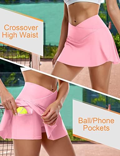 Ganado suknje za tenis za žene sa džepovima Atletska suknje sa kratkim hlačama Crossover visokog