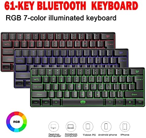 HUIOP 61 tasteri bežična tastatura Bt+2.4 G dual-mode Tastatura sa RGB efektom pozadinskog osvetljenja ABS dvobojna tastatura za brizganje Pink
