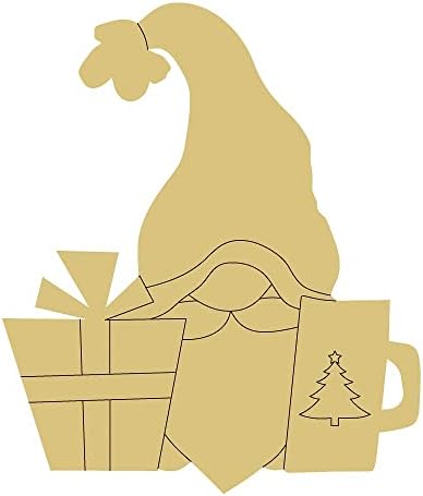 Dizajn božićnog gnoma po linijama izrez nedovršeno drvo Božićni dekor vješalica za vrata MDF oblik